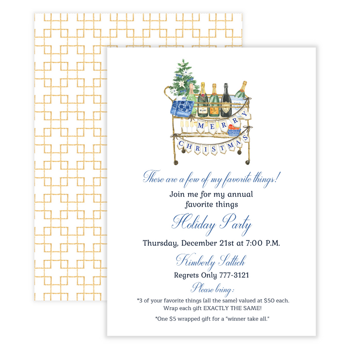 Holiday Bar Cart Party Invitation