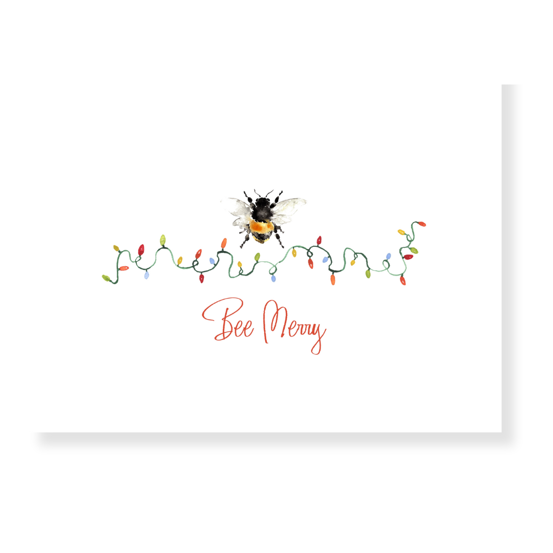 Bee Merry Holiday Lights Note Cards