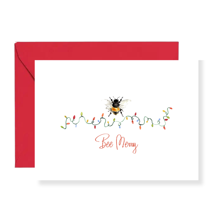 Bee Merry Holiday Lights Note Cards