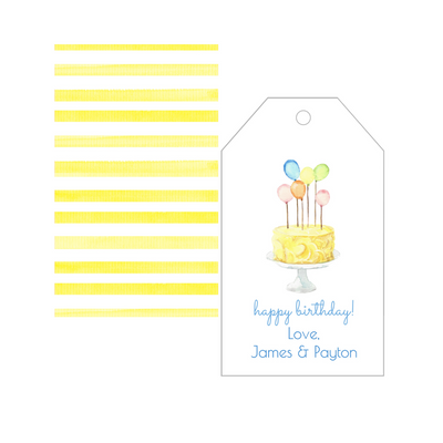 Birthday Cake + Balloons Gift Tags