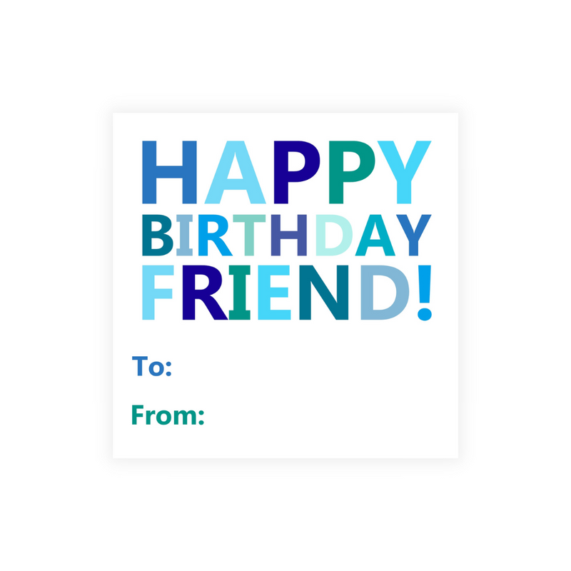 Blue + Green Happy Birthday Personalized Stickers