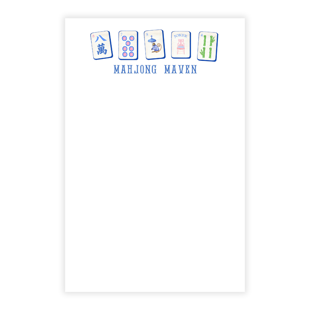 Mahjong Personalized Note Pad in Blues