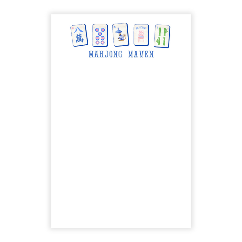 Mahjong Personalized Note Pad in Blues