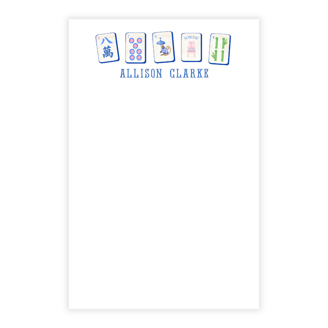 Mahjong Personalized Note Pad in Blues