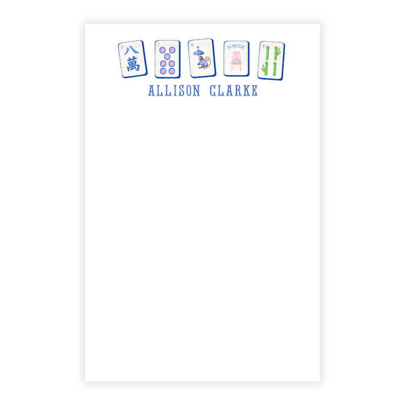 Mahjong Personalized Note Pad in Blues