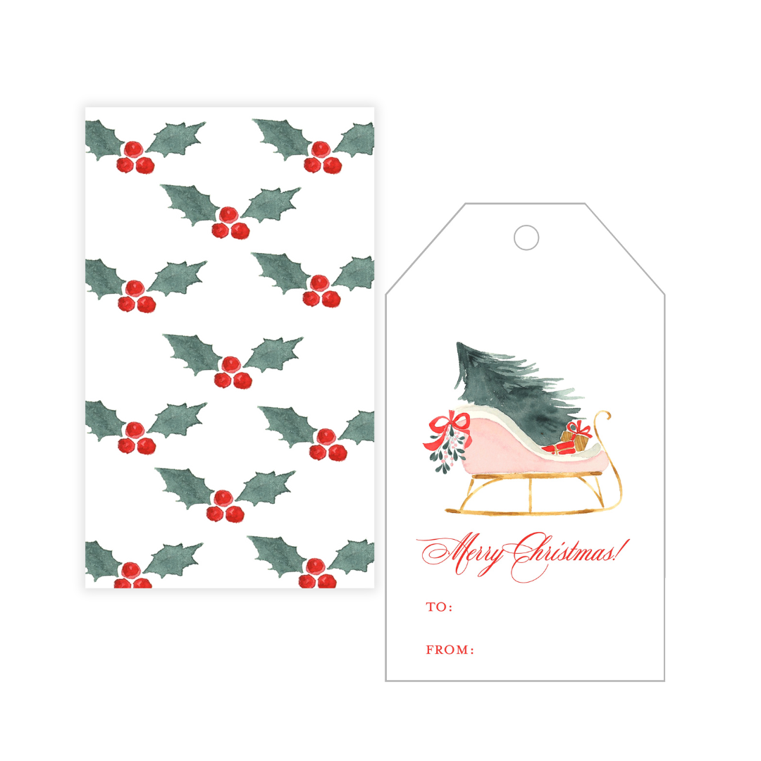 Pink Sleigh Personalized Gift Tags