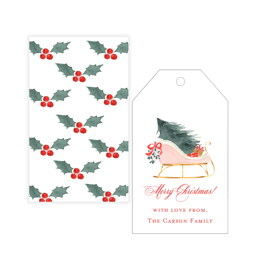 Pink Sleigh Personalized Gift Tags