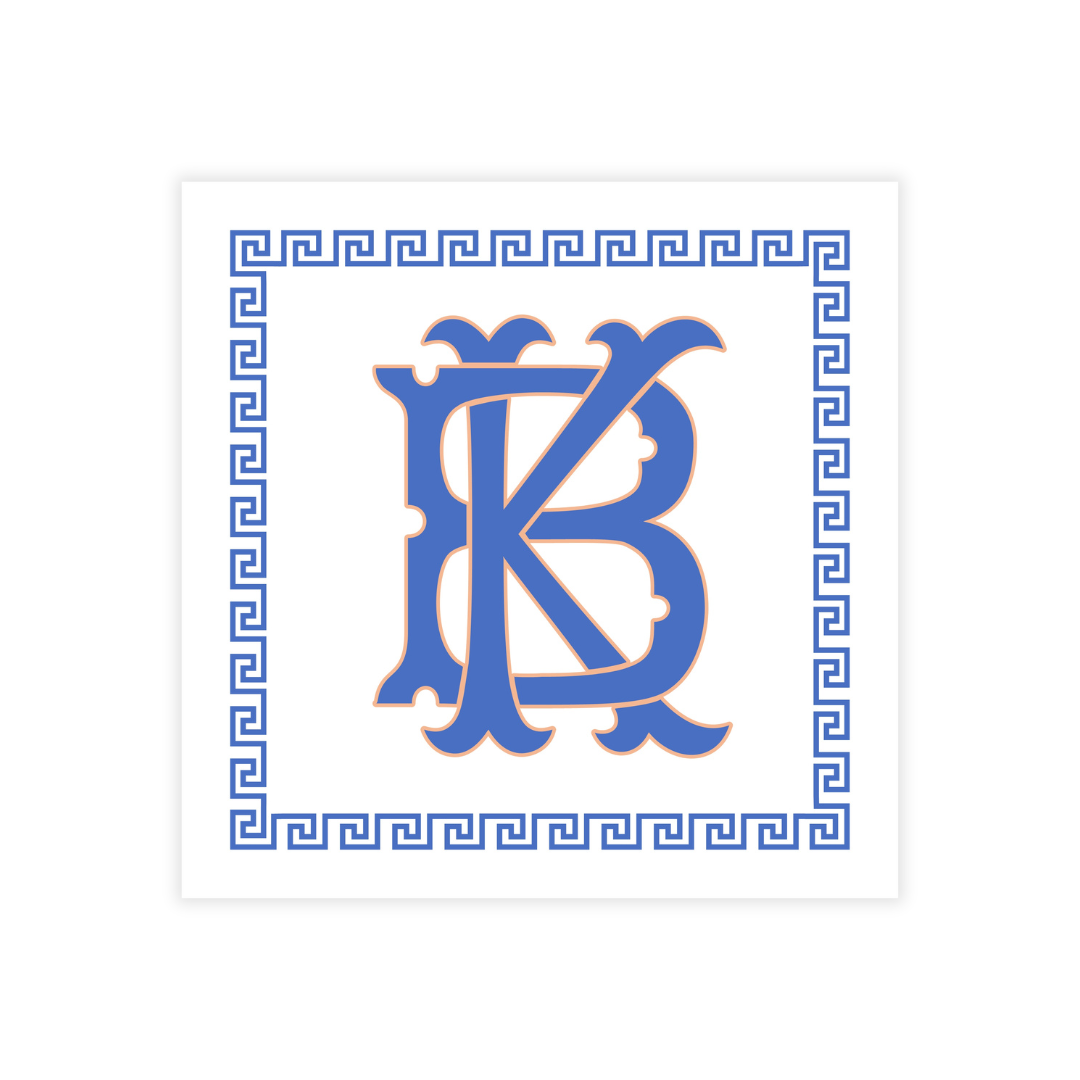 Chinoiserie Pumpkin + Monogram Coasters- Reversible!