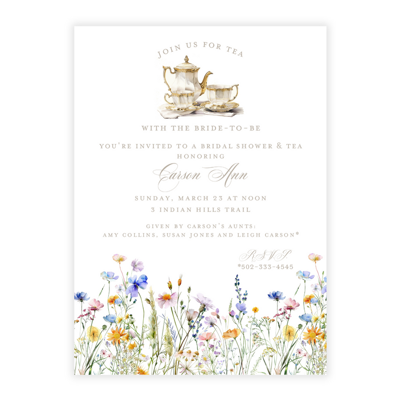 Tea with the Bride-to-Be! Bridal Shower Invitations