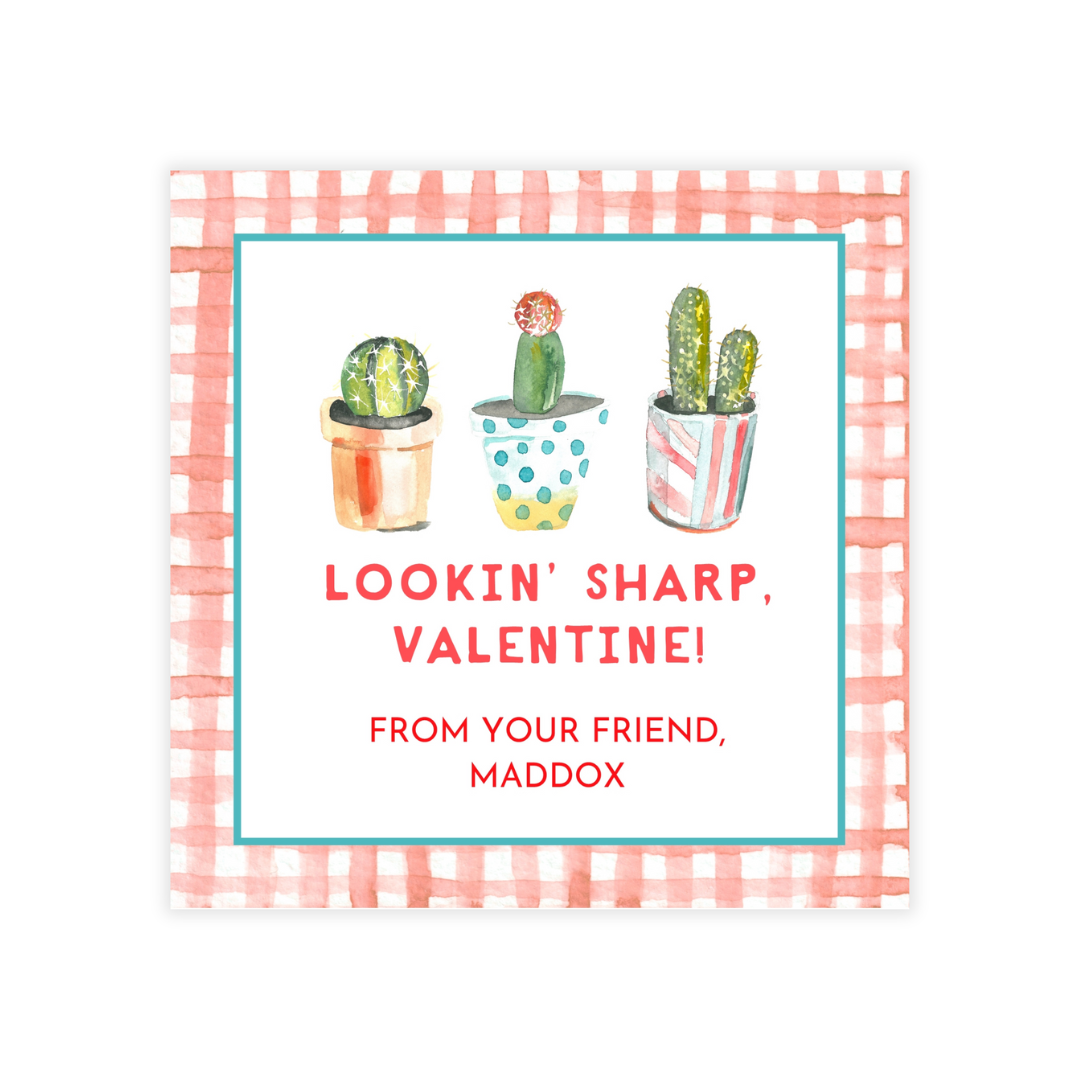 Cacti Valentine, Choice of Stickers or Cards