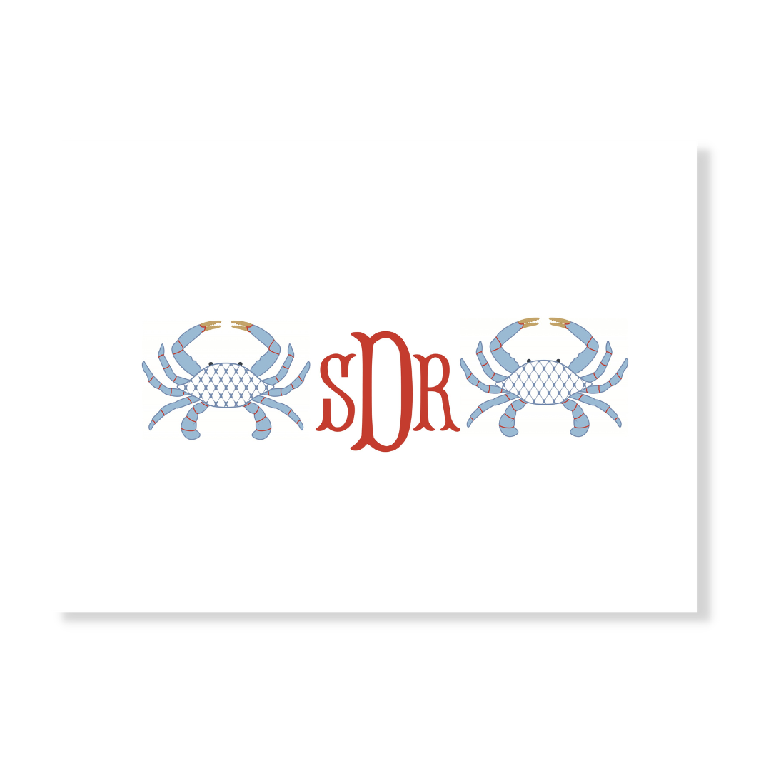 Chic Crab + Monogram Note Cards