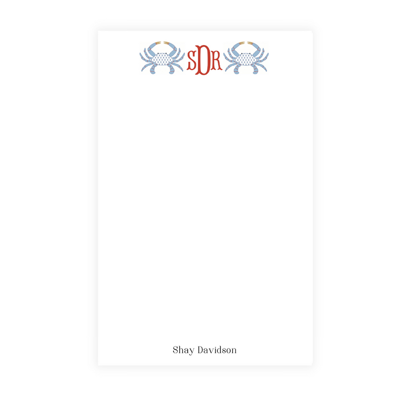 Chic Crab + Monogrammed Note Pad