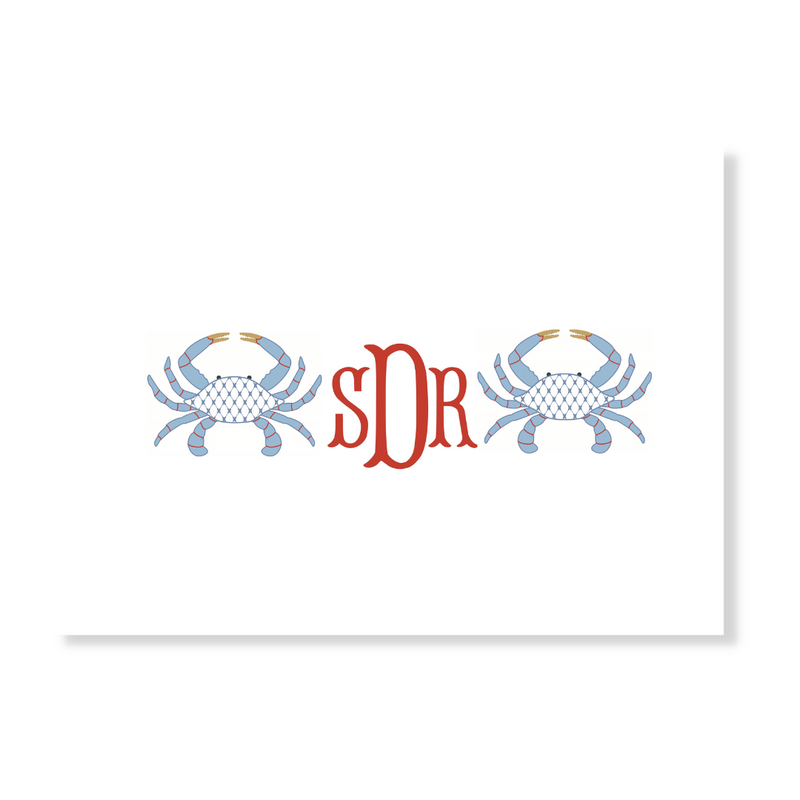 Chic Crab + Monogram Note Cards