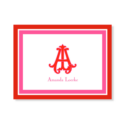 Chic Monogram + Border Folded Note Cards- tons of color options!