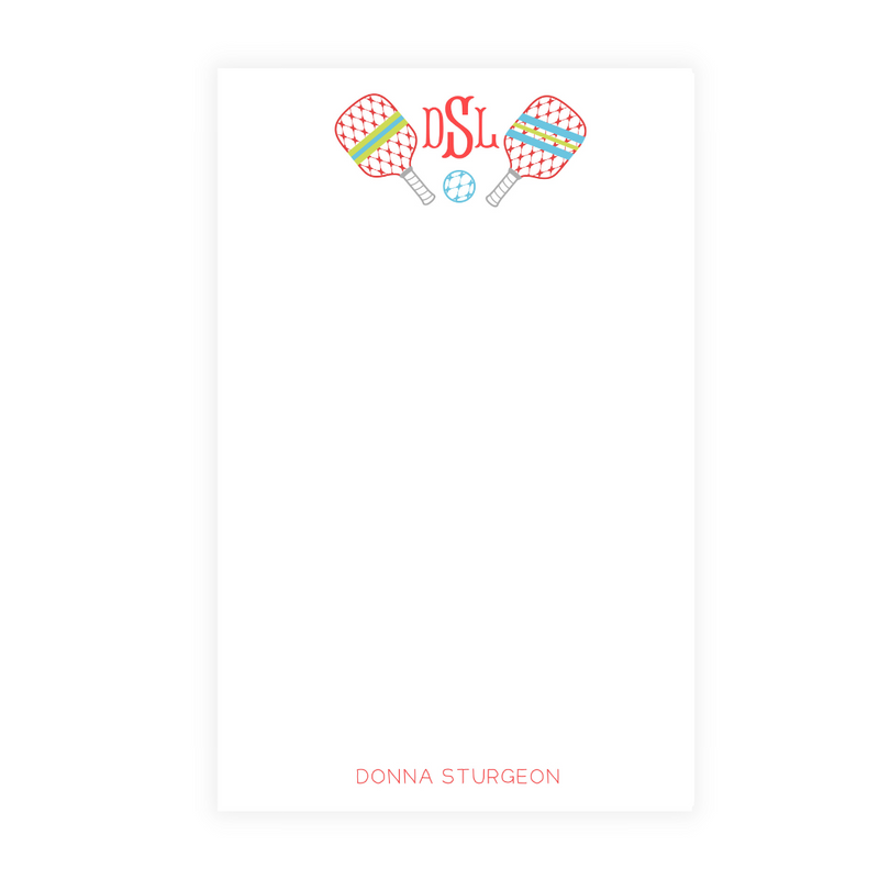 Chic Monogrammed Pickle Ball Note Pad