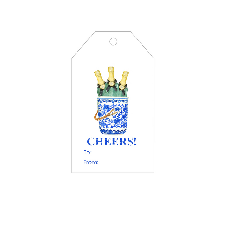 Chinoiserie Champagne Bottles Personalized Gift Tags