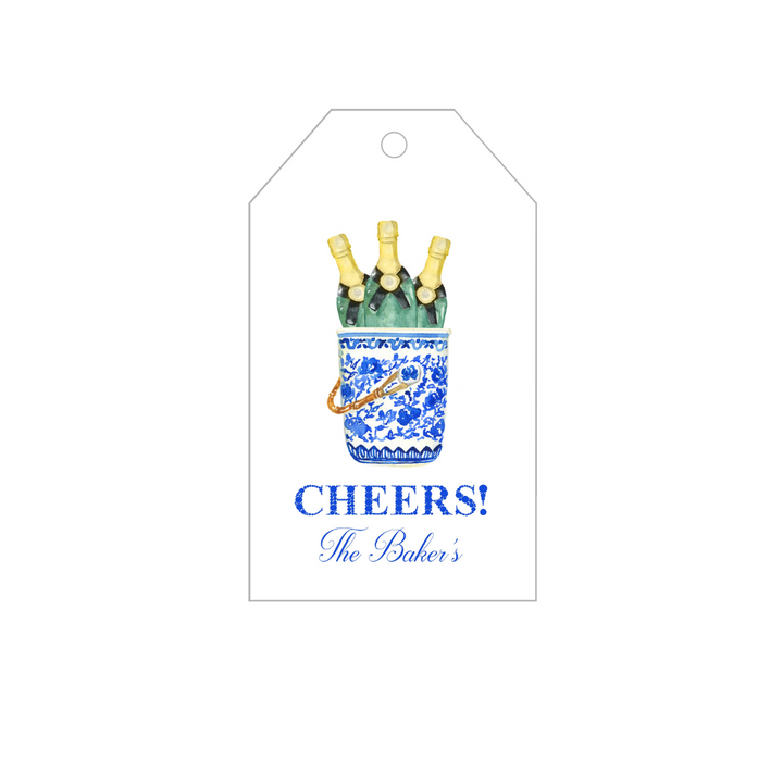 Chinoiserie Champagne Bottles Personalized Gift Tags