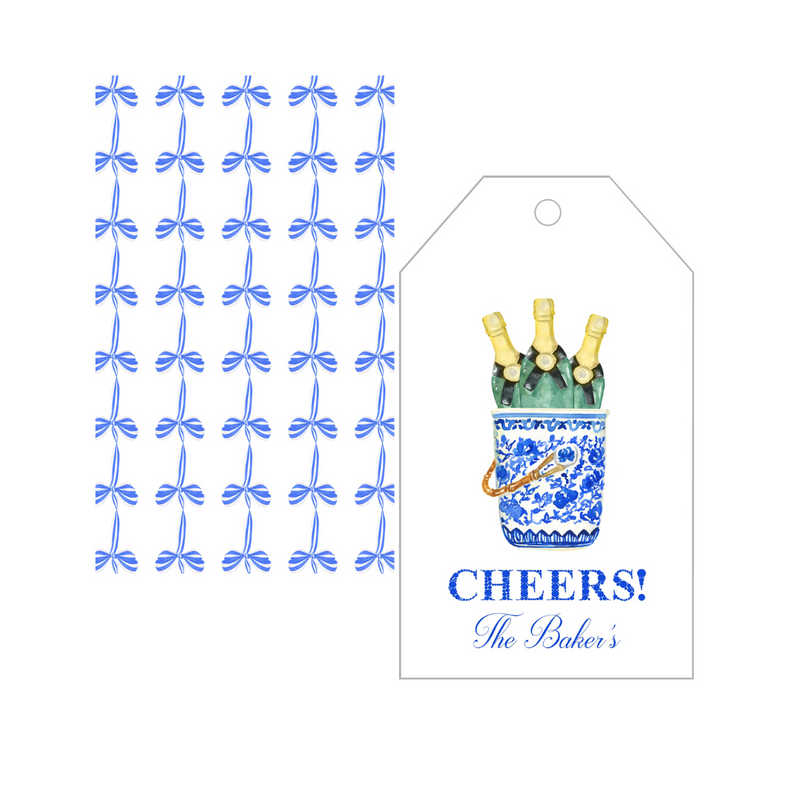 Chinoiserie Champagne Bottles Personalized Gift Tags