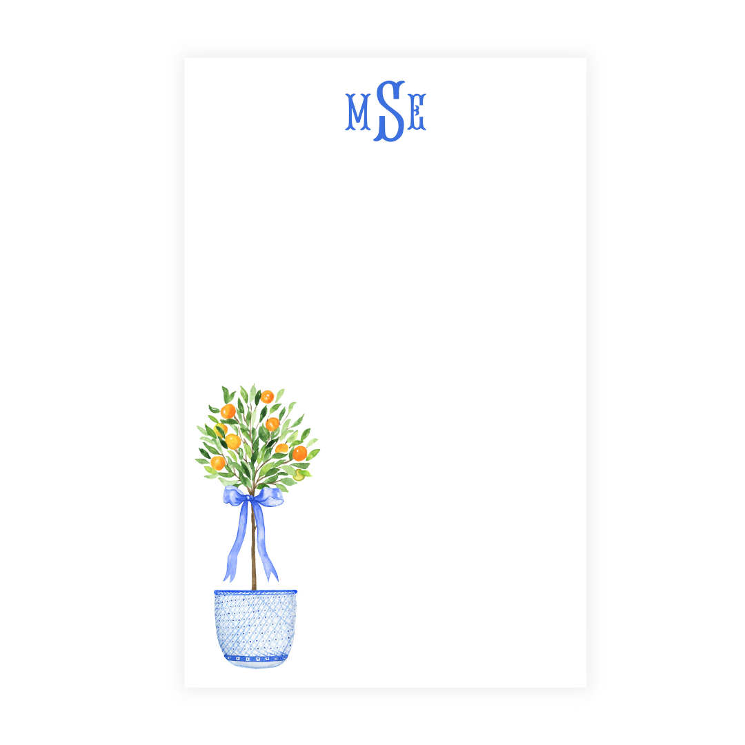 Chinoiserie Citrus Tree + Bow Monogrammed Note Pad