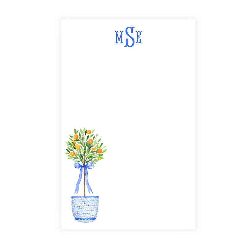 Chinoiserie Citrus Tree + Bow Monogrammed Note Pad