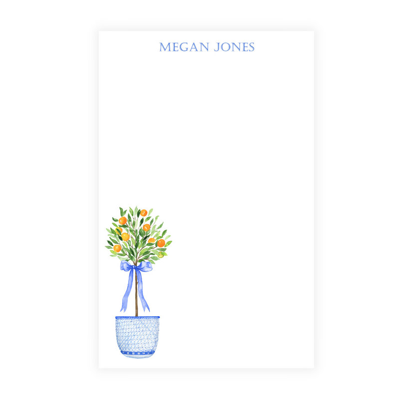 Chinoiserie Citrus Tree + Bow Personalized Note Pad