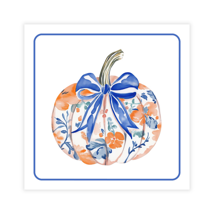 Chinoiserie Pumpkin + Monogram Coasters- Reversible!