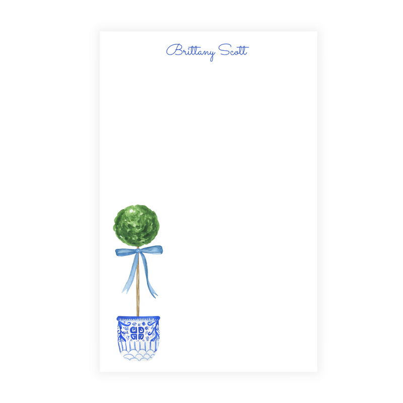 Chinoiserie Topiary + Bow Personalized Note Pad