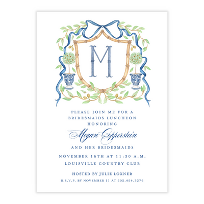 Chinoiserie Bamboo + Monogram Invitation