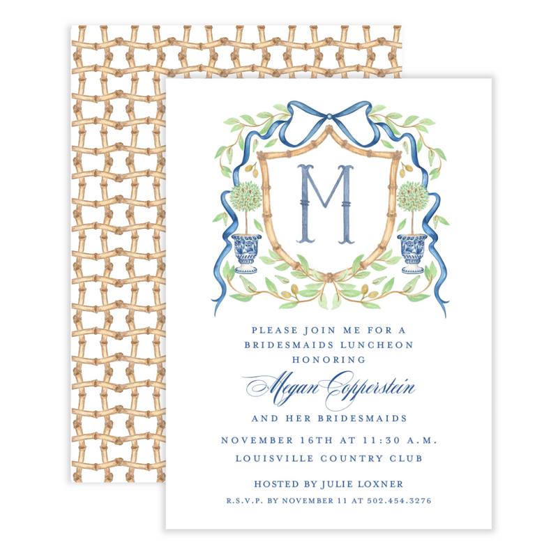 Chinoiserie Bamboo + Monogram Invitation