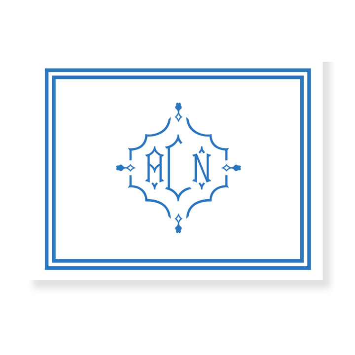 Chinoiserie Monogrammed Folded Note Cards- Choose your color!