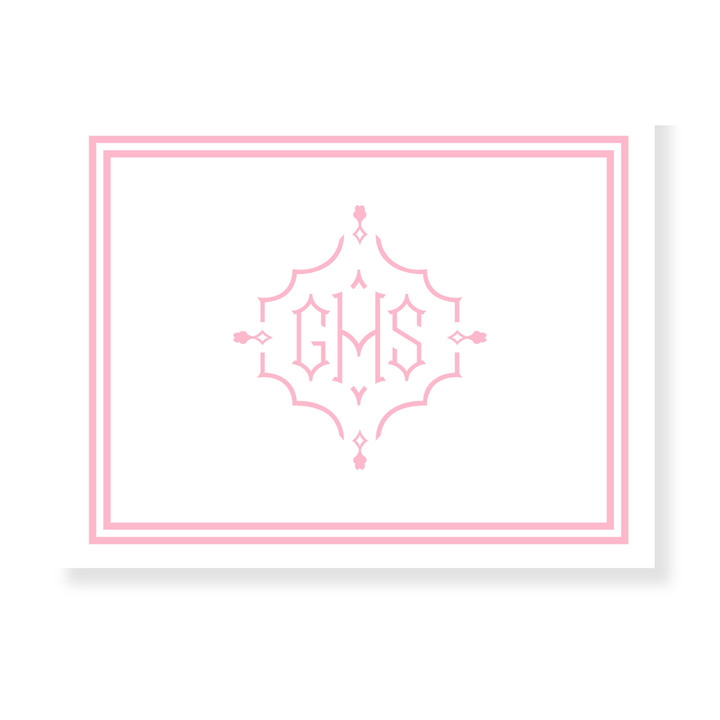 Chinoiserie Monogrammed Folded Note Cards- Choose your color!