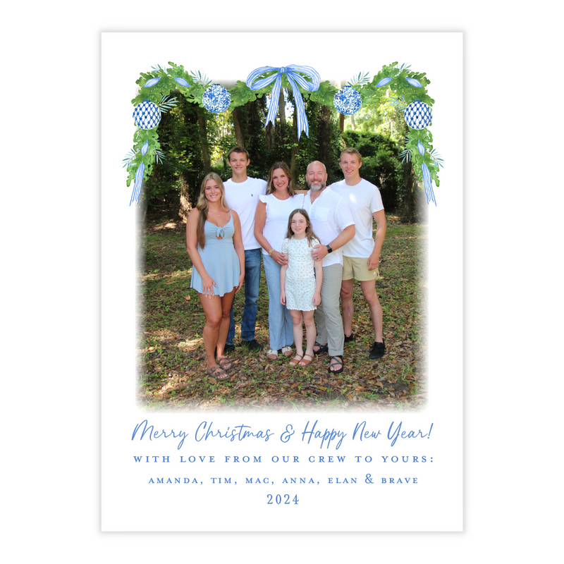 Chinoiserie Ornaments + Garland Holiday Photo Card