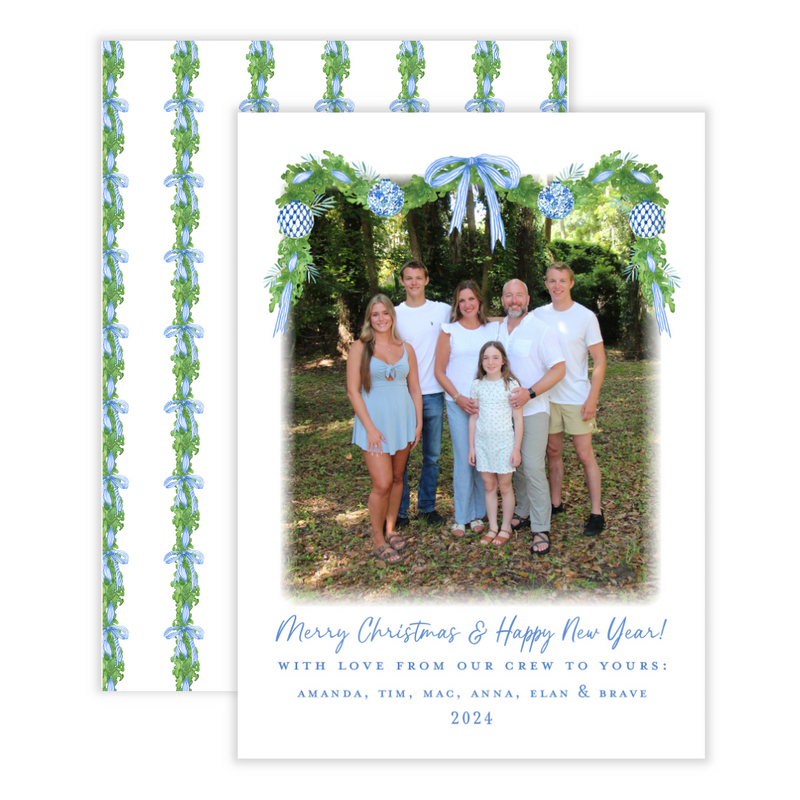 Chinoiserie Ornaments + Garland Holiday Photo Card