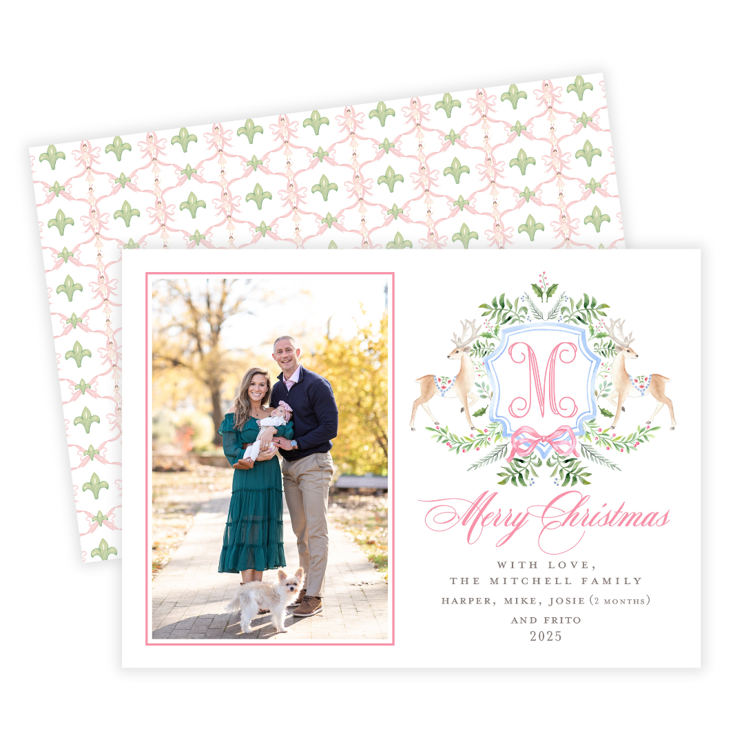 Holiday Crest + Monogram Photo Card- 2 color options!