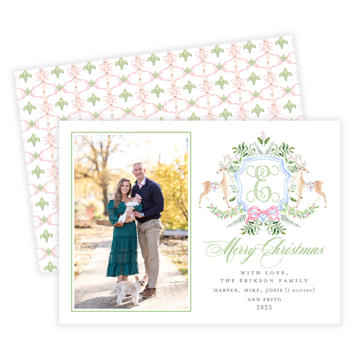 Holiday Crest + Monogram Photo Card- 2 color options!
