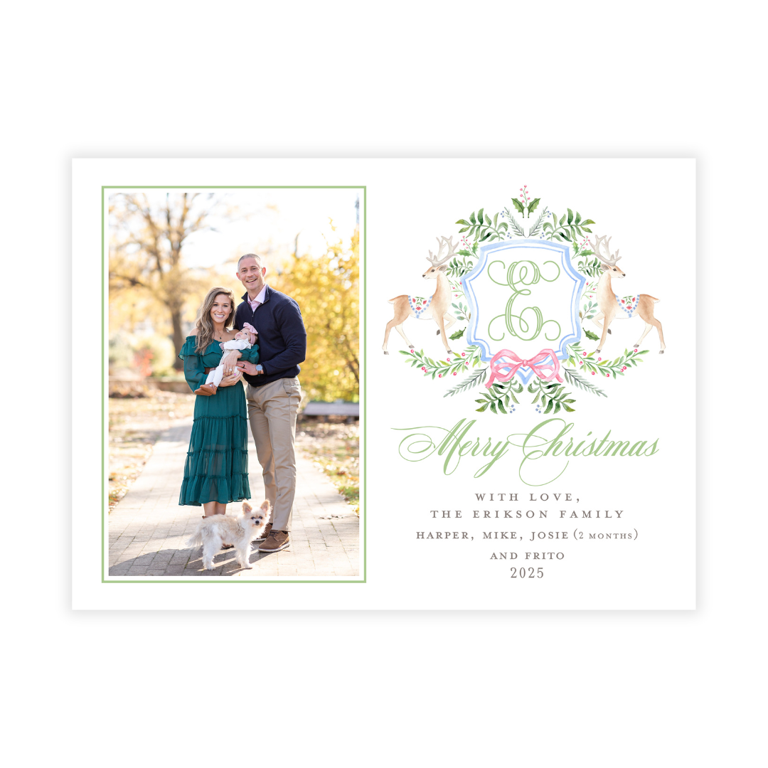 Holiday Crest + Monogram Photo Card- 2 color options!