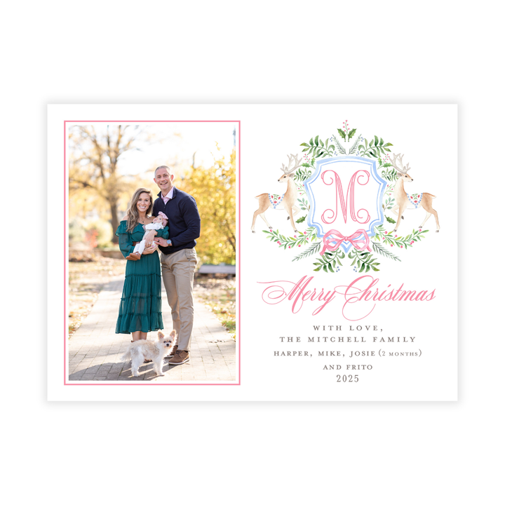 Holiday Crest + Monogram Photo Card- 2 color options!