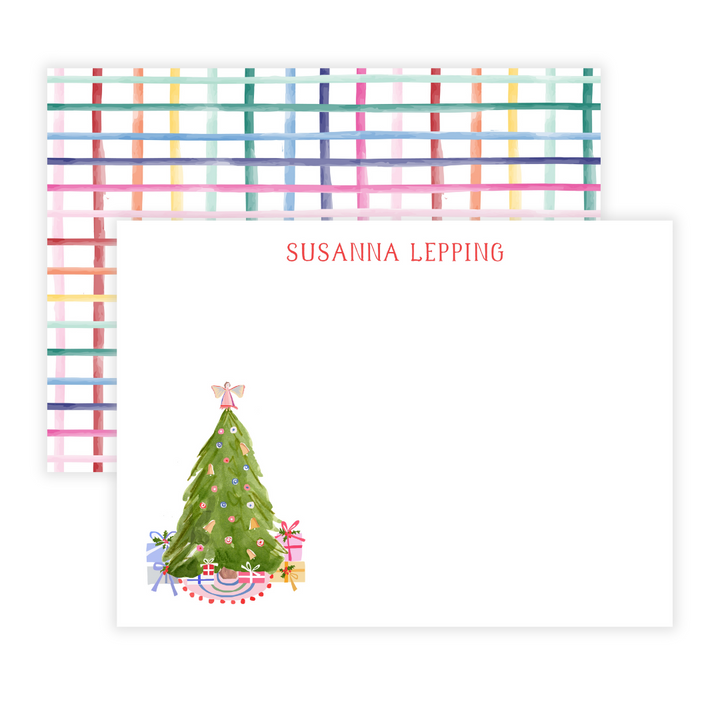 Festive Christmas Tree Personalized Large Flat Note Cards