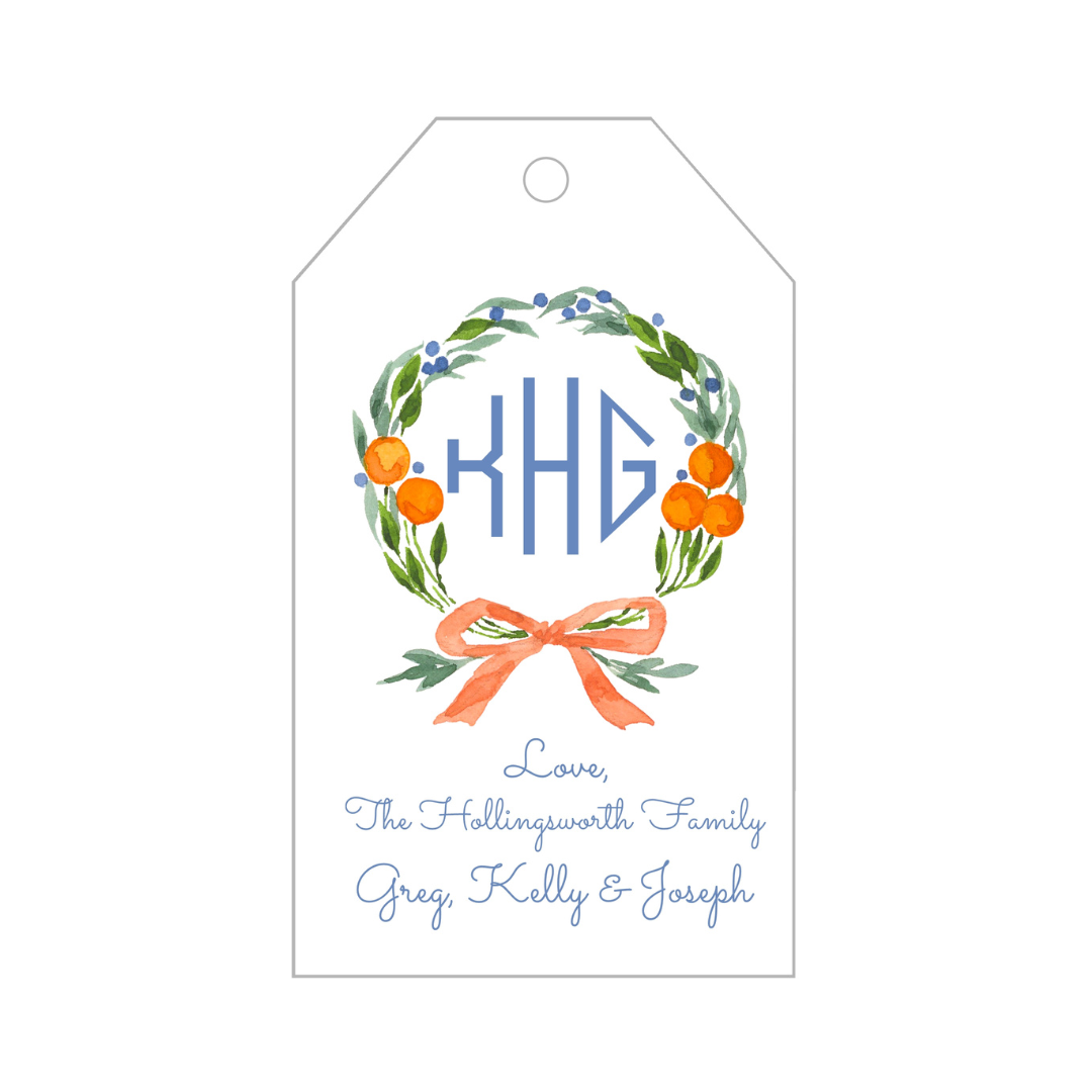 Citrus Wreath + Monogram Gift Tags