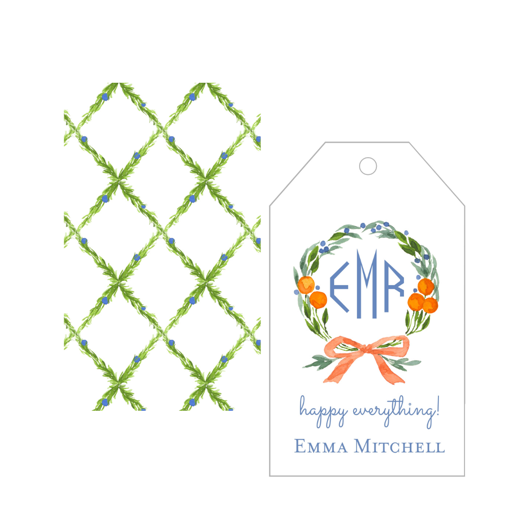 Citrus Wreath + Monogram Gift Tags