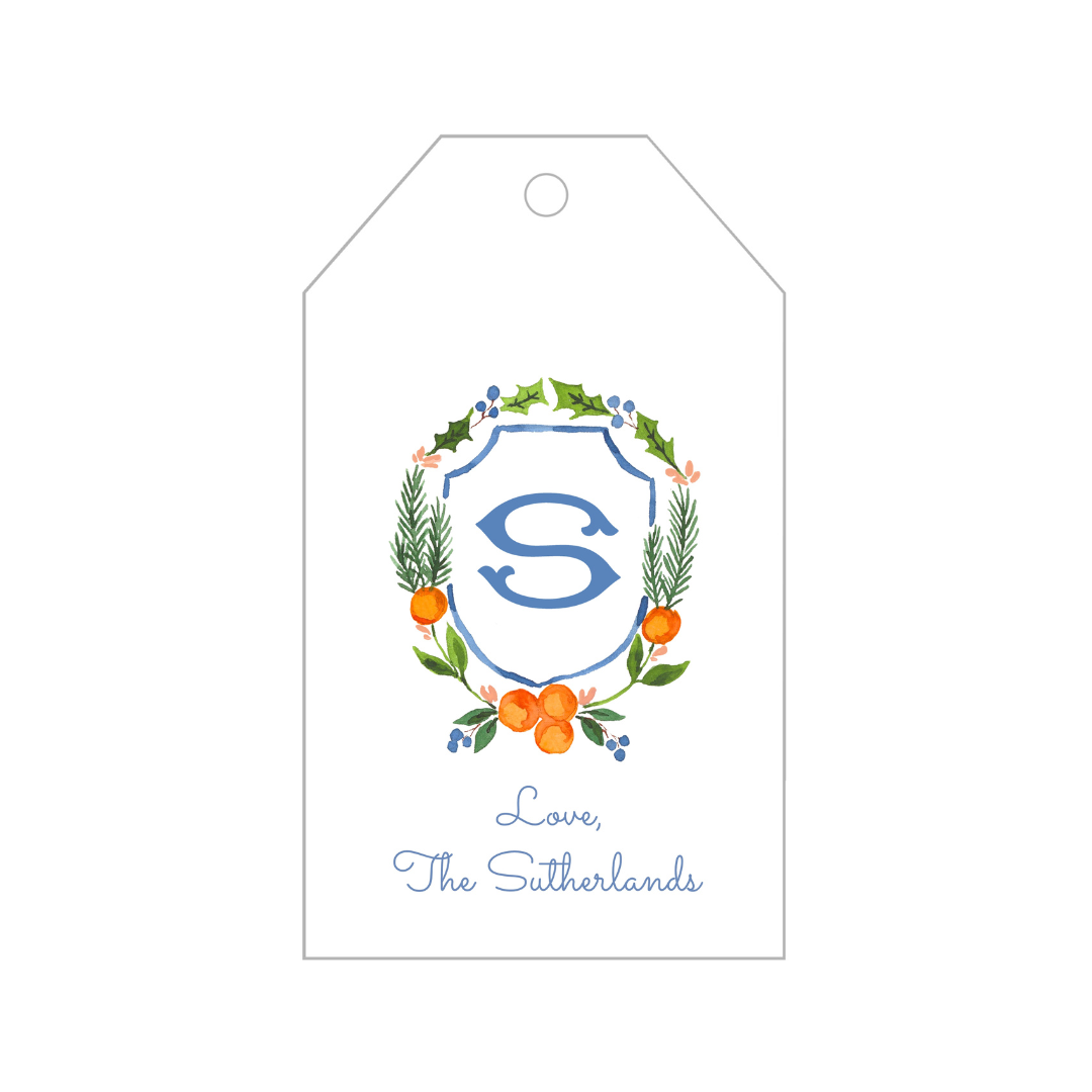 Citrus Holiday Crest + Monogram Gift Tags
