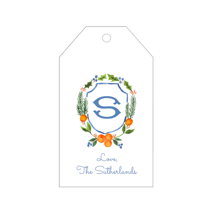 Citrus Holiday Crest + Monogram Gift Tags