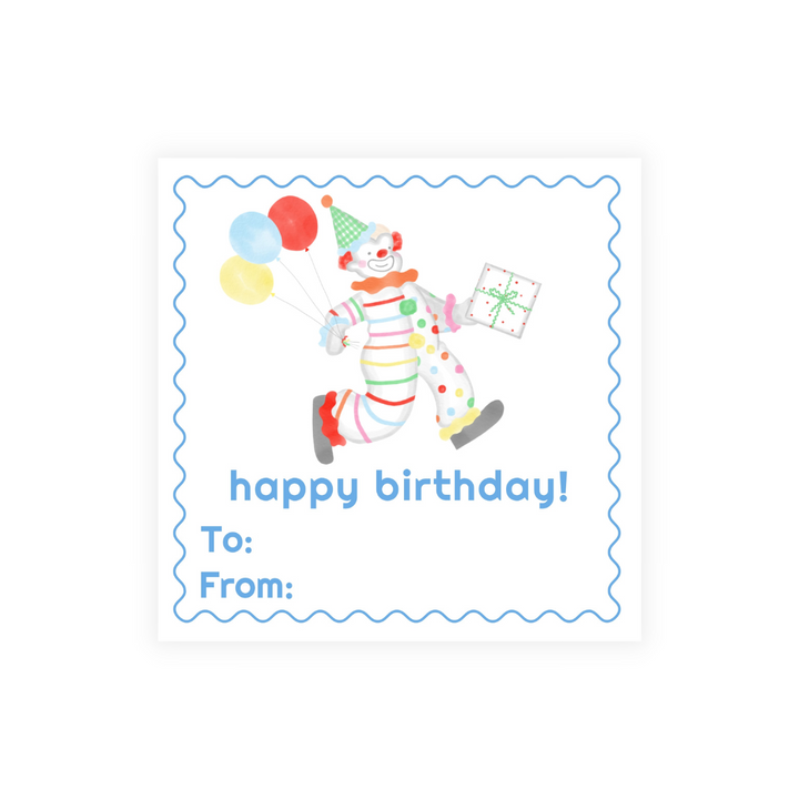 Preppy Clown Birthday Stickers- 3 color options!
