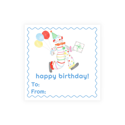 Happy Clown Birthday Stickers- 3 color options!