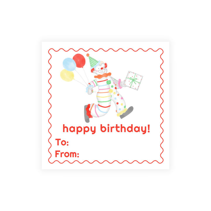 Preppy Clown Birthday Stickers- 3 color options!
