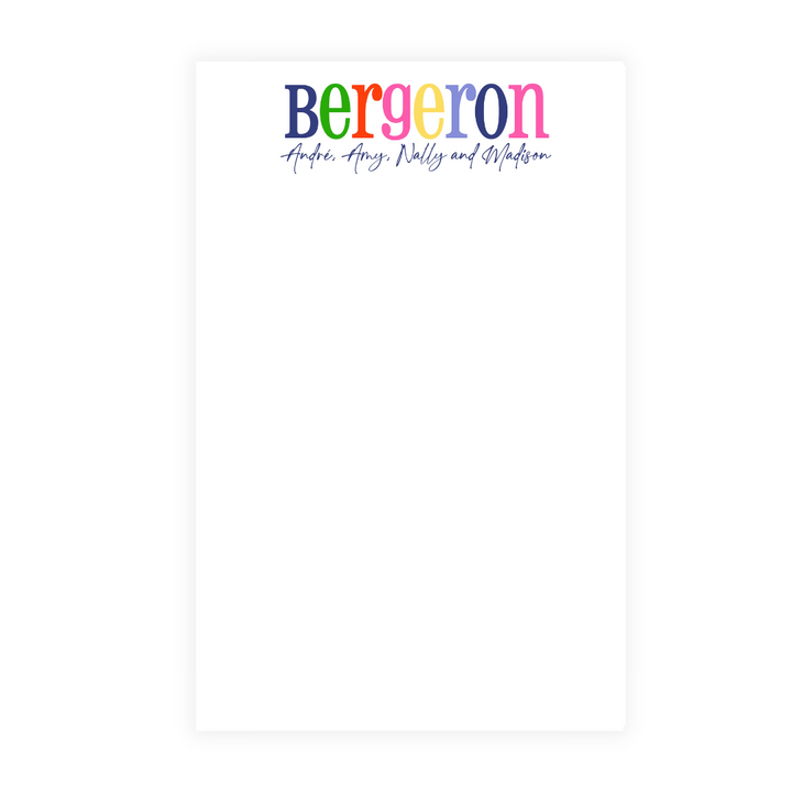 Colorful Family Personalized Note Pad