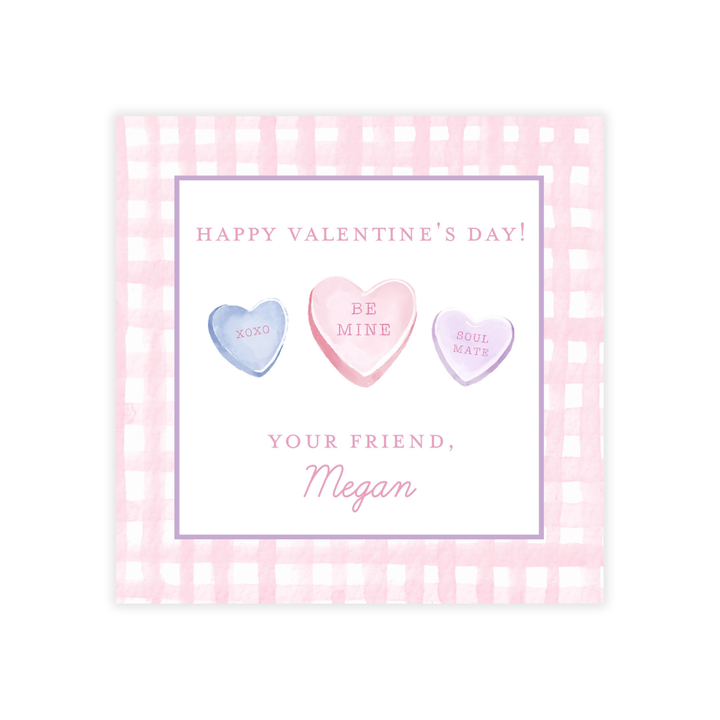 Conversation Hearts Valentine, Choice of Stickers or Cards