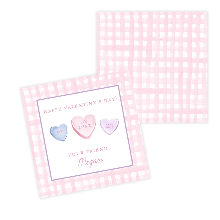 Conversation Hearts Valentine, Choice of Stickers or Cards