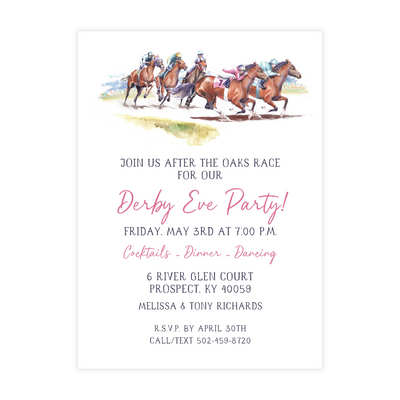 Derby Horses + Pink Stripes Invitation