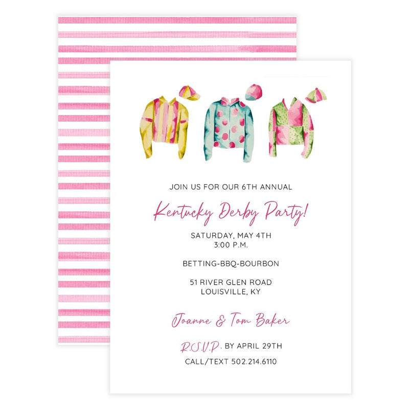 Jockey Silks + Pink Stripes Invitation